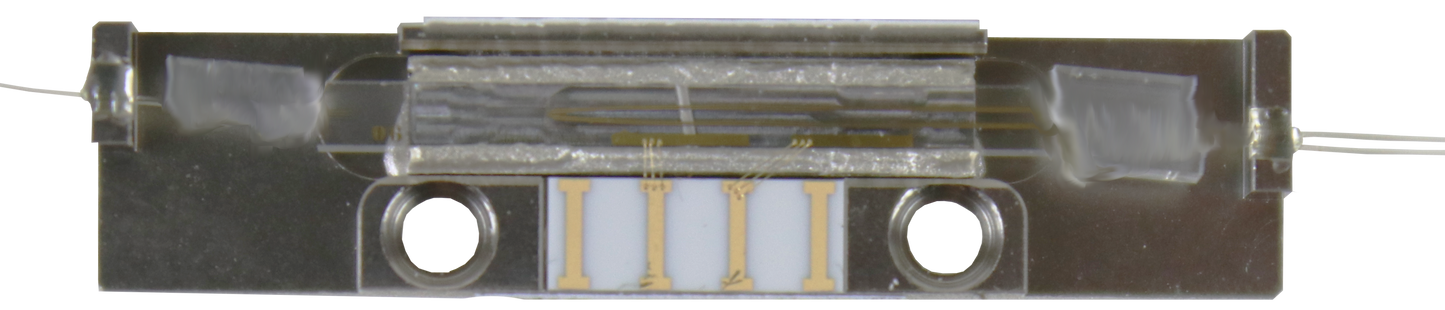 Multi-functional Integrated Optical Chip Submount, 1550 nm, 18 mm Chip Length, w/ PM Fiber Pigtails